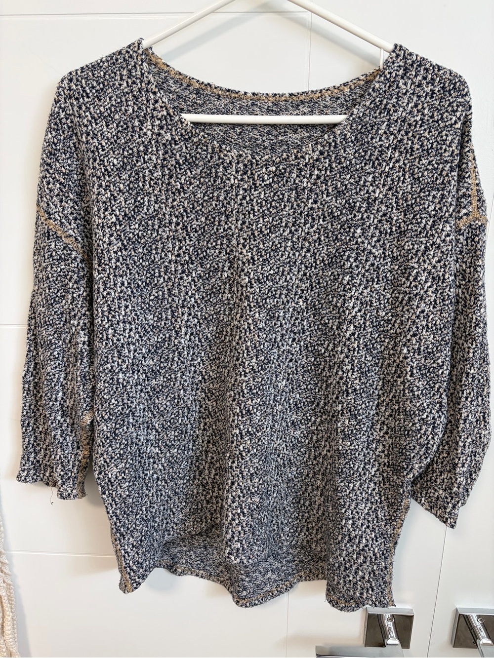 American Apparel Navy & Cream Marled Scoop Neck Sweater